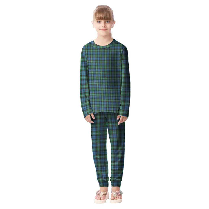 Scottish Lyon Clan Tartan Pajama Set Kid Front Side Tartan Plaid
