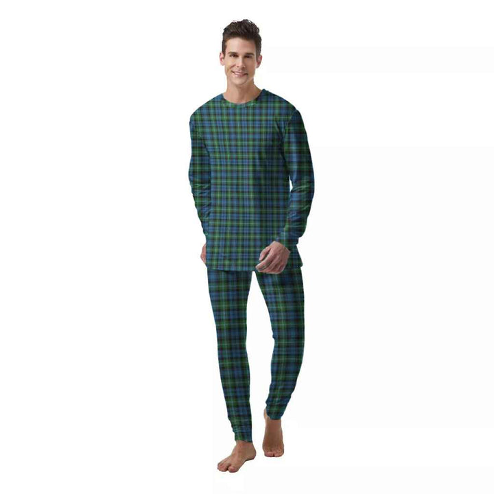 Scottish Lyon Clan Tartan Pajama Set  Men Front Side Tartan Plaid