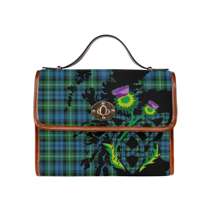 Scottish Lyon Clan Tartan Waterproof Canvas Bag With Thistle Tartan Plaid 1