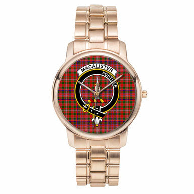 Scottish MacAlister Clan Crest Tartan Folding Clasp Steel Quartz Watches Tartan Plaid Rose Gold 1