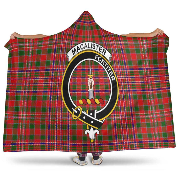 Scottish MacAlister Clan Crest Tartan Hooded Blanket Tartan Plaid 1