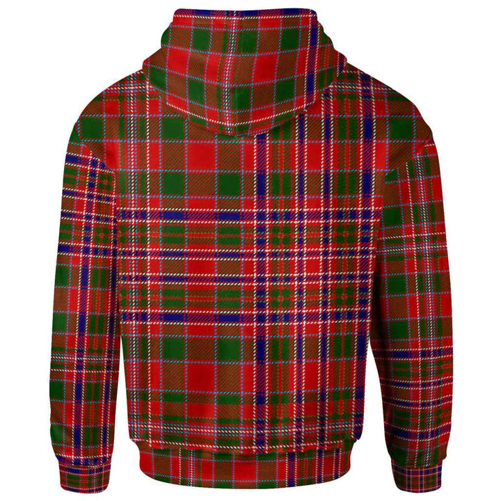 Scottish MacAlister Clan Crest Tartan Hoodie Back Side Tartan Plaid