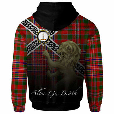 Scottish MacAlister Clan Crest Tartan Hoodie - Scotland Lion Back Side Tartan Plaid