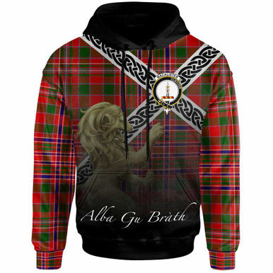 Scottish MacAlister Clan Crest Tartan Hoodie - Scotland Lion Front Side Tartan Plaid