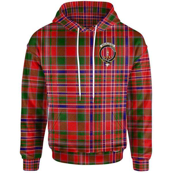 Scottish MacAlister Clan Crest Tartan Hoodie Front Side Tartan Plaid