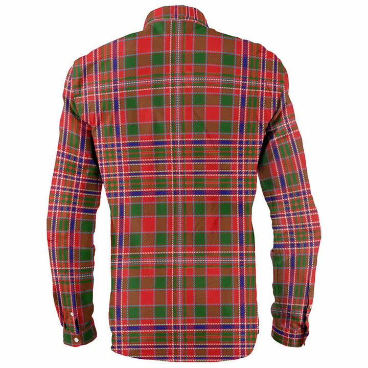 Scottish MacAlister Clan Crest Tartan Long Sleeve Shirt Back Side Tartan Plaid