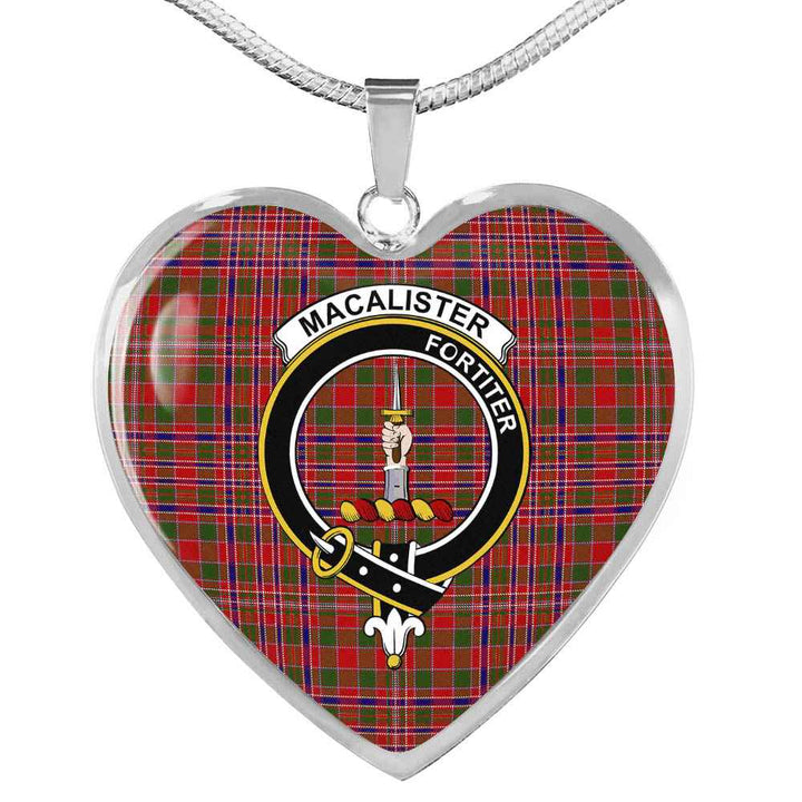 Scottish MacAlister Clan Crest Tartan Necklace Heart Tartan Plaid 1