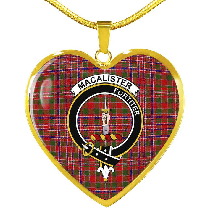 Scottish MacAlister Clan Crest Tartan Necklace Heart Tartan Plaid 2