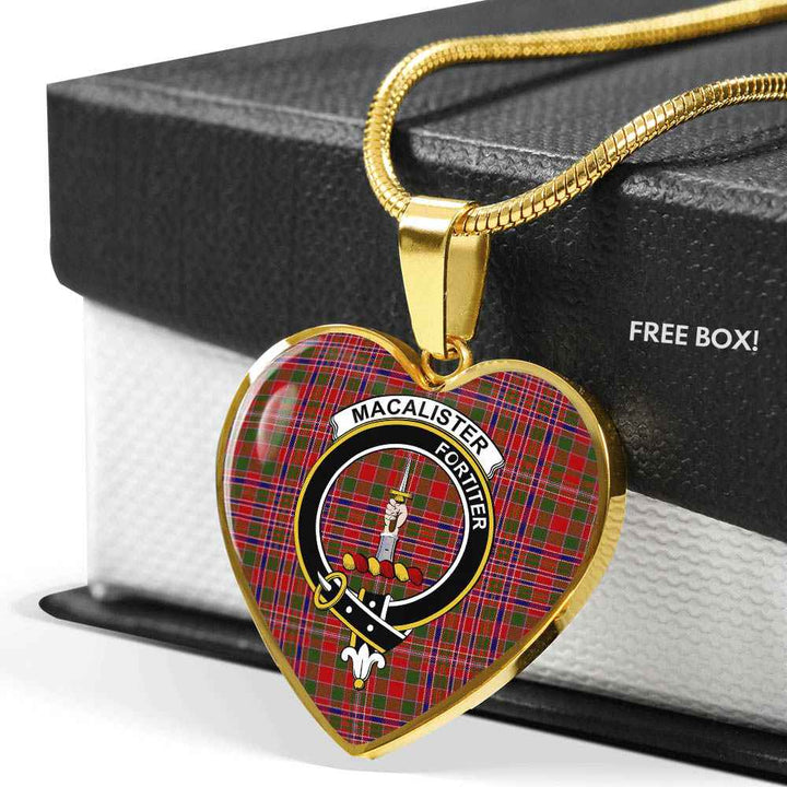 Scottish MacAlister Clan Crest Tartan Necklace Heart Tartan Plaid 6