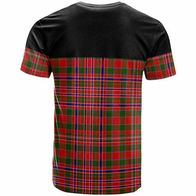 Scottish MacAlister Clan Crest Tartan T-Shirt - Horizontal Style Back Side Tartan Plaid