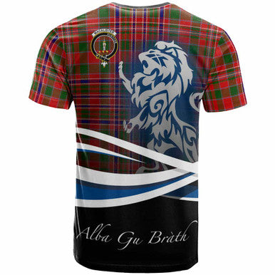 Scottish MacAlister Clan Crest Tartan T-Shirt - Scotland Lion Back Side Tartan Plaid