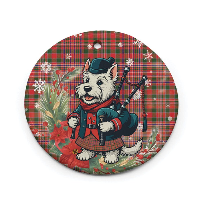 Scottish MacAlister Modern Clan Tartan Ceramic Ornament Cute Scottish Terrier Dog Circle Style Tartan Plaid