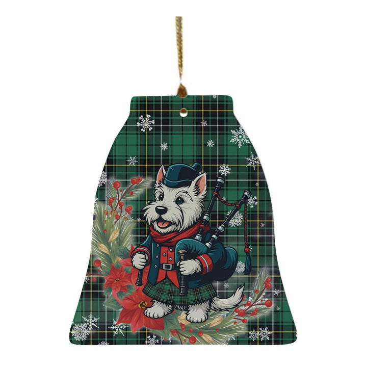 Scottish MacAlpine Ancient Clan Tartan Ceramic Ornament Cute Scottish Terrier Dog Bell Style Tartan Plaid
