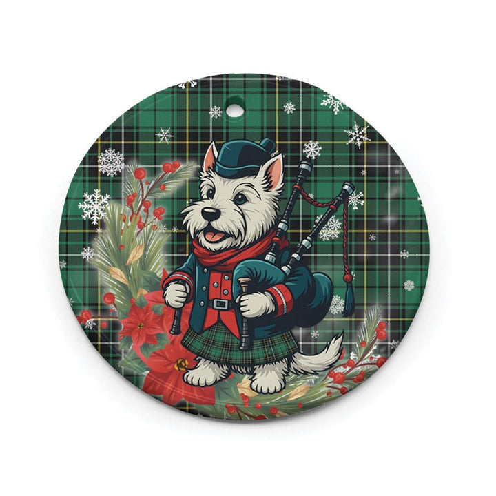 Scottish MacAlpine Ancient Clan Tartan Ceramic Ornament Cute Scottish Terrier Dog Circle Style Tartan Plaid