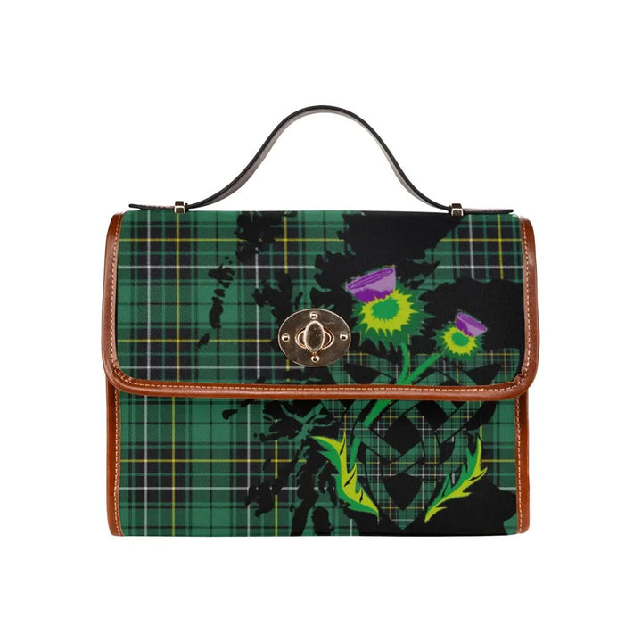 Scottish MacAlpine Ancient Clan Tartan Waterproof Canvas Bag With Thistle Tartan Plaid 2