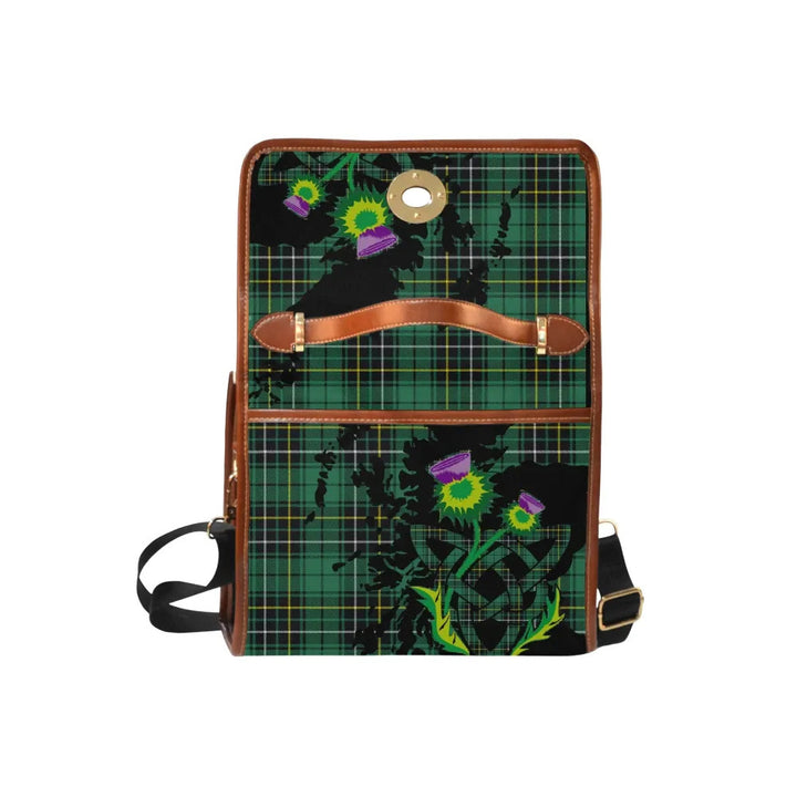 Scottish MacAlpine Ancient Clan Tartan Waterproof Canvas Bag With Thistle Tartan Plaid 6