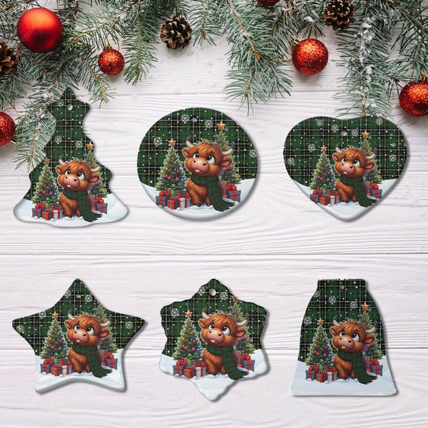 Scottish MacAlpine Modern Clan Tartan Ceramic Ornament Cute Highland Cow Christmas All Style Tartan Plaid