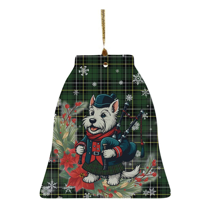 Scottish MacAlpine Modern Clan Tartan Ceramic Ornament Cute Scottish Terrier Dog Bell Style Tartan Plaid