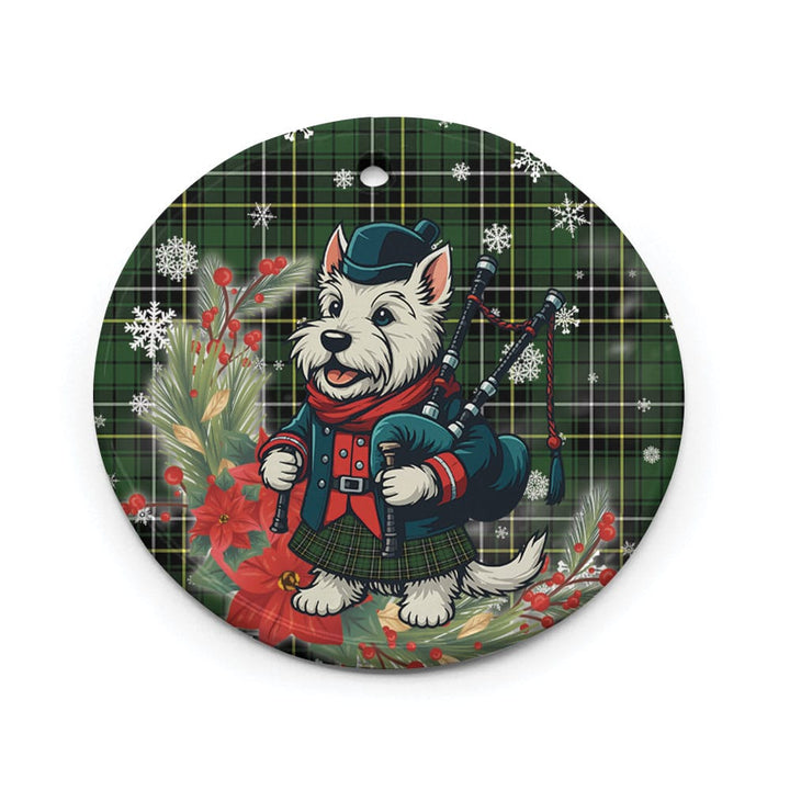 Scottish MacAlpine Modern Clan Tartan Ceramic Ornament Cute Scottish Terrier Dog Circle Style Tartan Plaid