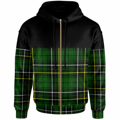 Scottish MacAlpine Modern Clan Tartan Hoodie - Horizontal Style Zip Tartan Plaid