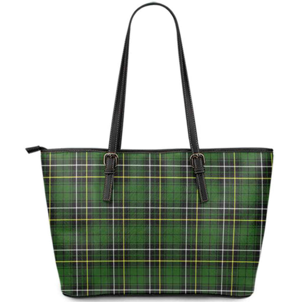 Scottish MacAlpine Modern Clan Tartan Leather Tote Tartan Plaid
