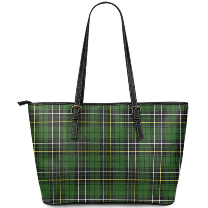 Scottish MacAlpine Modern Clan Tartan Leather Tote Tartan Plaid