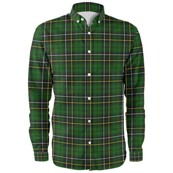 Scottish MacAlpine Modern Clan Tartan Long Sleeve Shirt Front Side Tartan Plaid