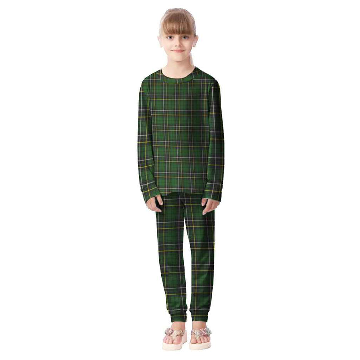 Scottish MacAlpine Modern Clan Tartan Pajama Set Kid Front Side Tartan Plaid