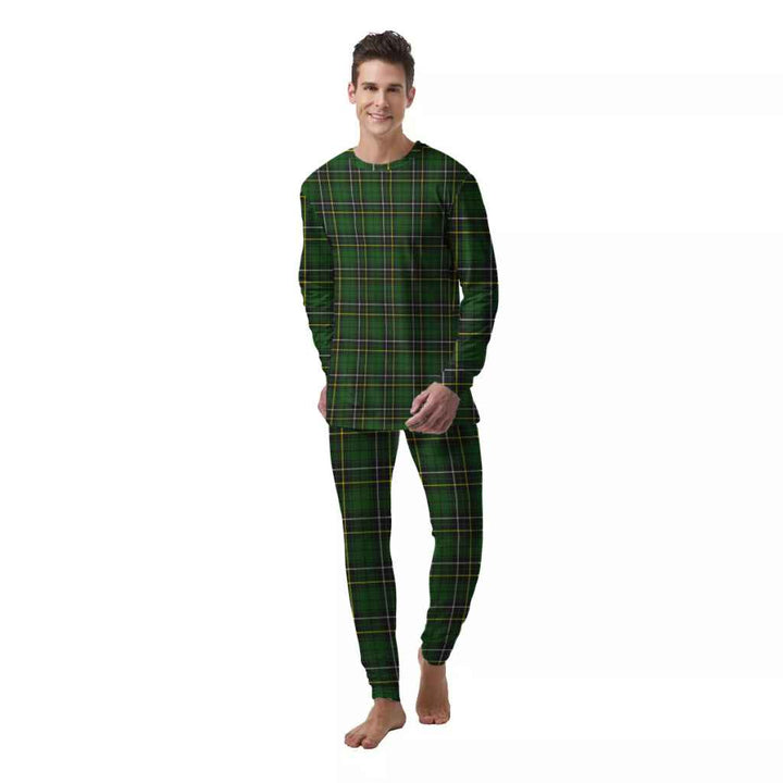 Scottish MacAlpine Modern Clan Tartan Pajama Set  Men Front Side Tartan Plaid