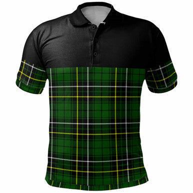Scottish MacAlpine Modern Clan Tartan Polo Shirt - Horizontal Style Front Side Tartan Plaid