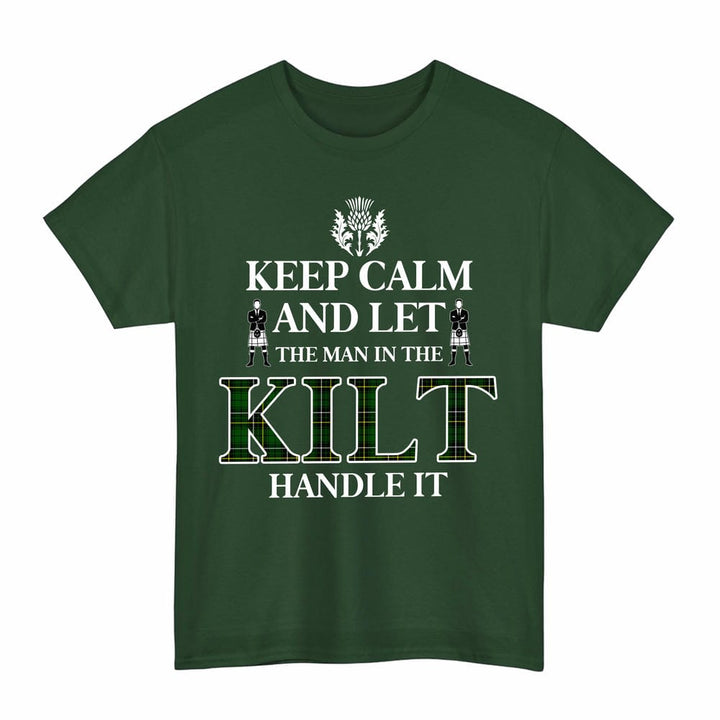 Scottish MacAlpine Modern Clan Tartan T-Shirt - Keep Calm Tartan Plaid Forest Green Color