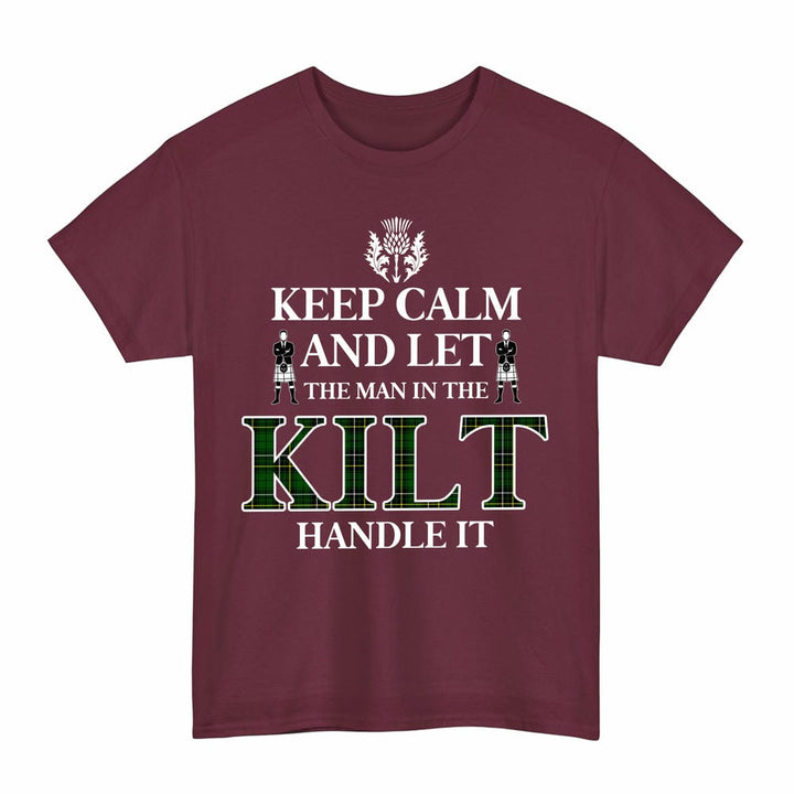 Scottish MacAlpine Modern Clan Tartan T-Shirt - Keep Calm Tartan Plaid Maroon Color