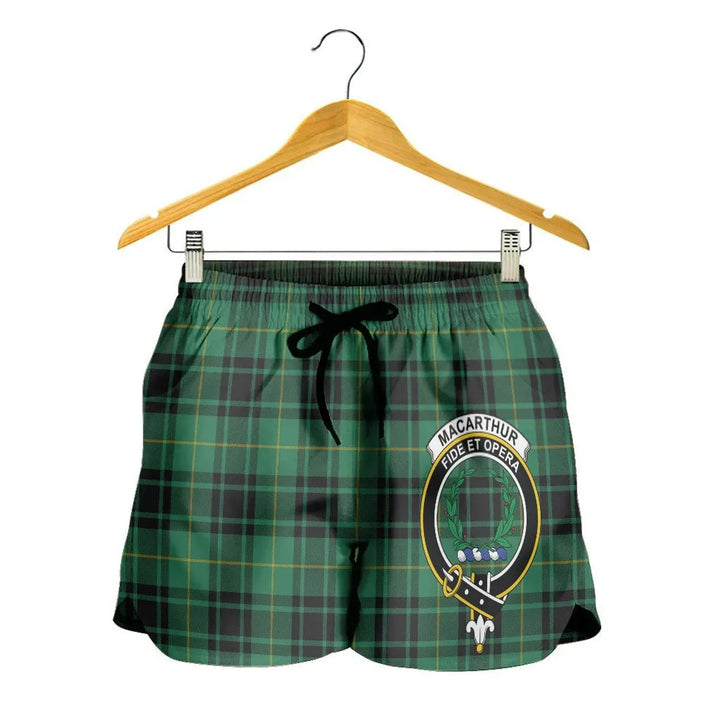 Scottish MacArthur Ancient Clan Crest Tartan Women Shorts
