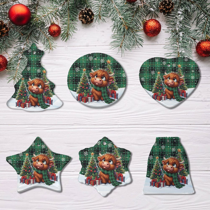 Scottish MacArthur Ancient Clan Tartan Ceramic Ornament Cute Highland Cow Christmas All Style Tartan Plaid