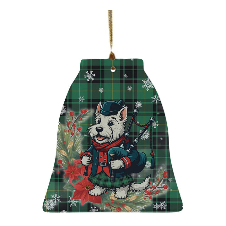 Scottish MacArthur Ancient Clan Tartan Ceramic Ornament Cute Scottish Terrier Dog Bell Style Tartan Plaid