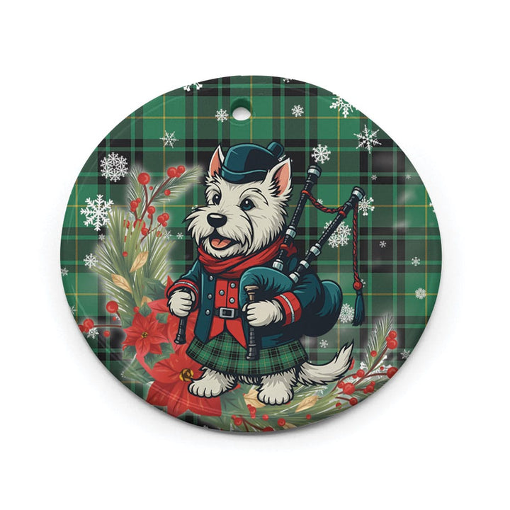 Scottish MacArthur Ancient Clan Tartan Ceramic Ornament Cute Scottish Terrier Dog Circle Style Tartan Plaid