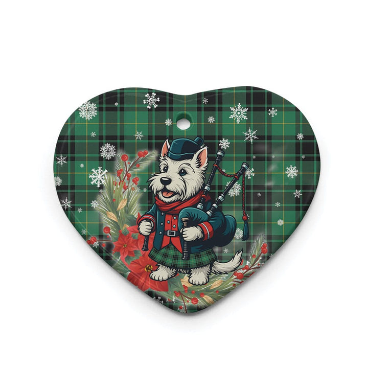 Scottish MacArthur Ancient Clan Tartan Ceramic Ornament Cute Scottish Terrier Dog Heart Style Tartan Plaid