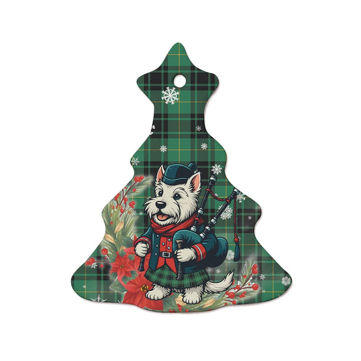 Scottish MacArthur Ancient Clan Tartan Ceramic Ornament Cute Scottish Terrier Dog Tree Style Tartan Plaid
