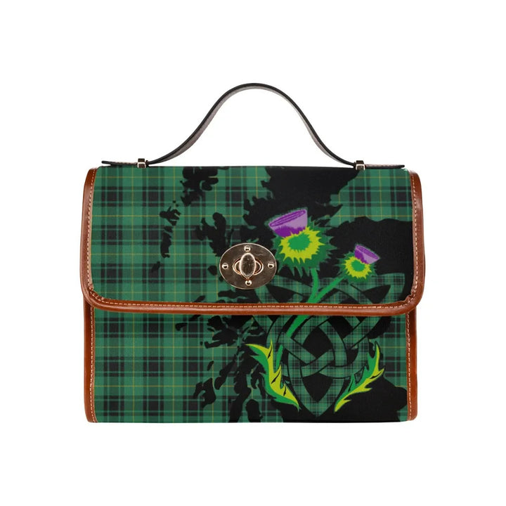 Scottish MacArthur Ancient Clan Tartan Waterproof Canvas Bag With Thistle Tartan Plaid 1