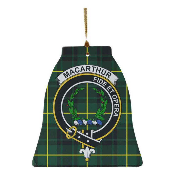 Scottish MacArthur Clan Crest Tartan Ceramic Ornament Bell Shape Tartan Plaid