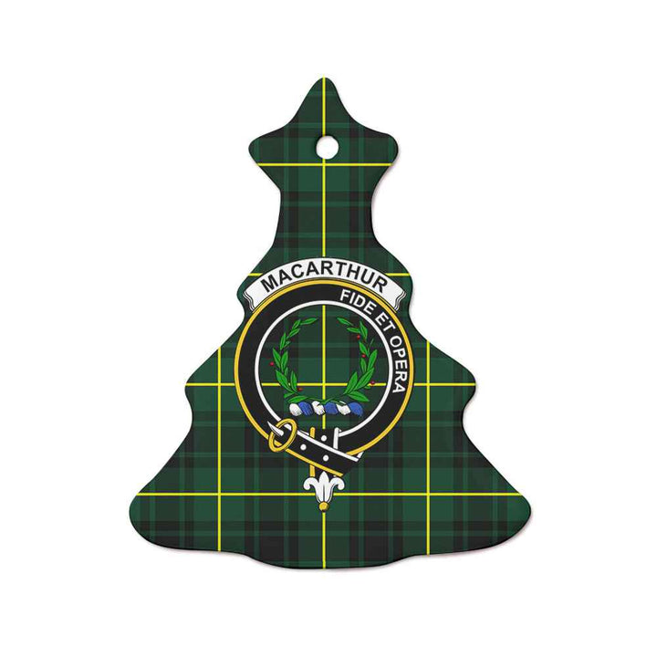 Scottish MacArthur Clan Crest Tartan Ceramic Ornament Tree Shape Tartan Plaid