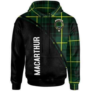Scottish MacArthur Clan Crest Tartan Curve Hoodie Front Side Tartan Plaid