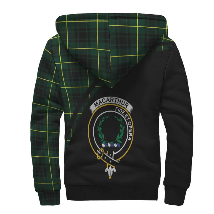 Scottish MacArthur Clan Crest Tartan Curve Sherpa Hoodie