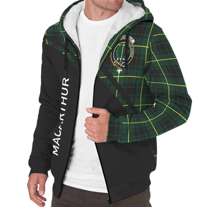 Scottish MacArthur Clan Crest Tartan Curve Sherpa Hoodie