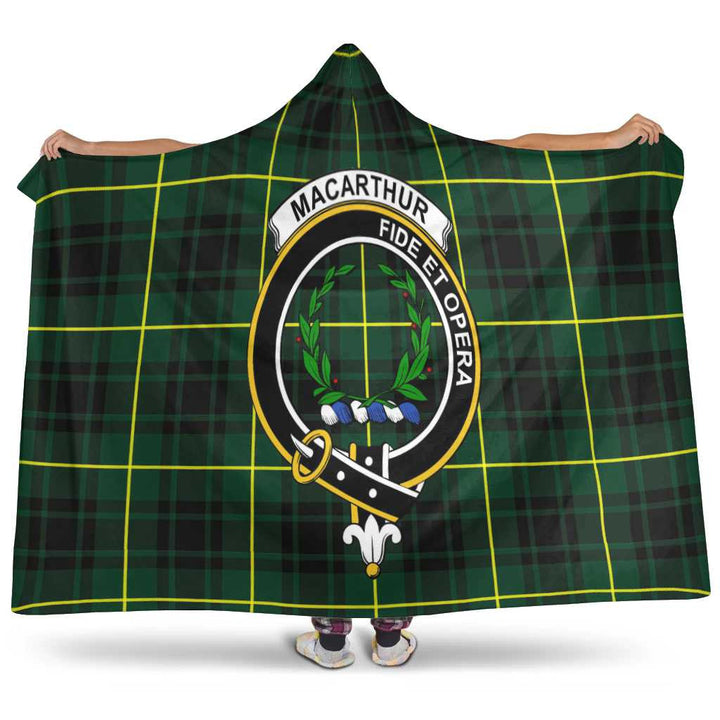 Scottish MacArthur Clan Crest Tartan Hooded Blanket Tartan Plaid 1