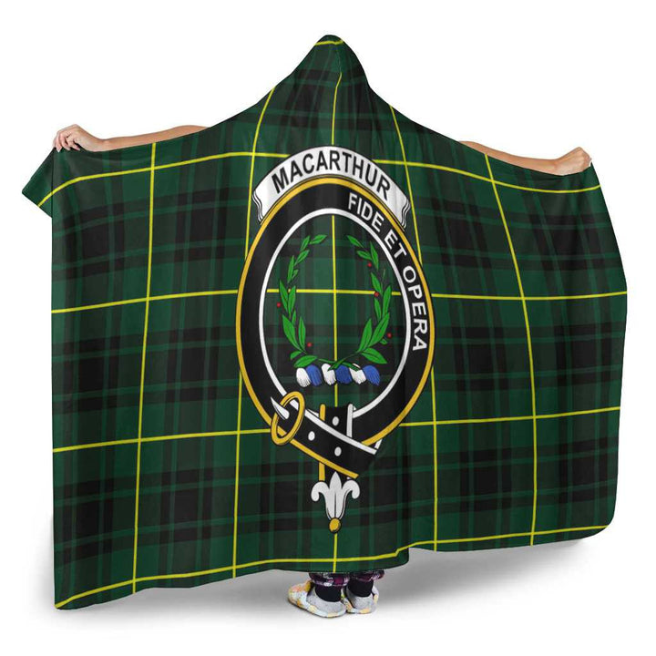 Scottish MacArthur Clan Crest Tartan Hooded Blanket Tartan Plaid 2