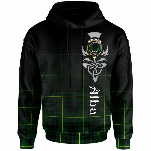 Scottish MacArthur Clan Crest Tartan Hoodie - Alba Gu Brath Family Crest Celtic Inspired Front Side Tartan Plaid