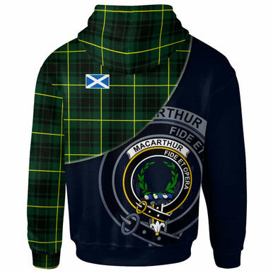 Scottish MacArthur Clan Crest Tartan Hoodie - Bend Style Back Side Tartan Plaid