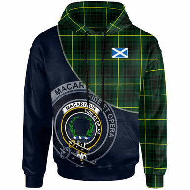 Scottish MacArthur Clan Crest Tartan Hoodie - Bend Style Front Side Tartan Plaid