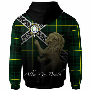 Scottish MacArthur Clan Crest Tartan Hoodie - Scotland Lion Back Side Tartan Plaid